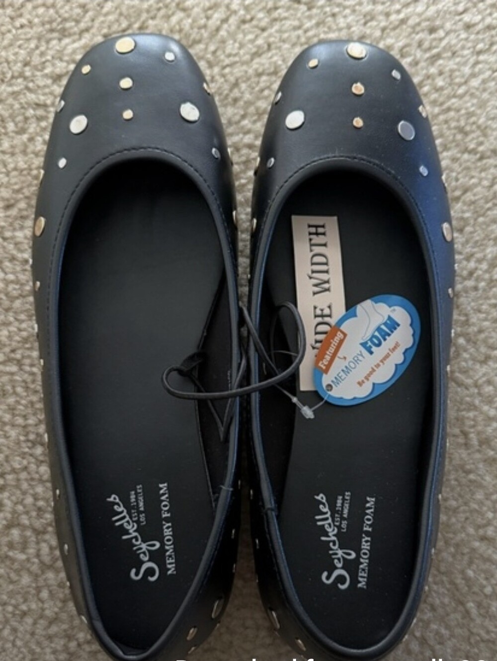 Studded Black Leather Ballet Flat